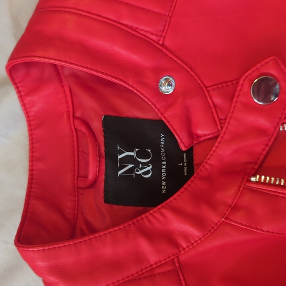 Red New York & Company Moto Jacket - Picture 3 of 5
